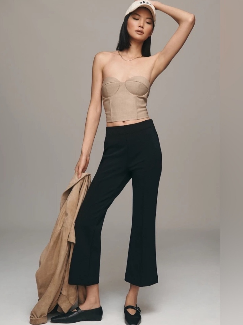 New Zara Mid Rise  Black Cropped Wide-Leg Pants in Small